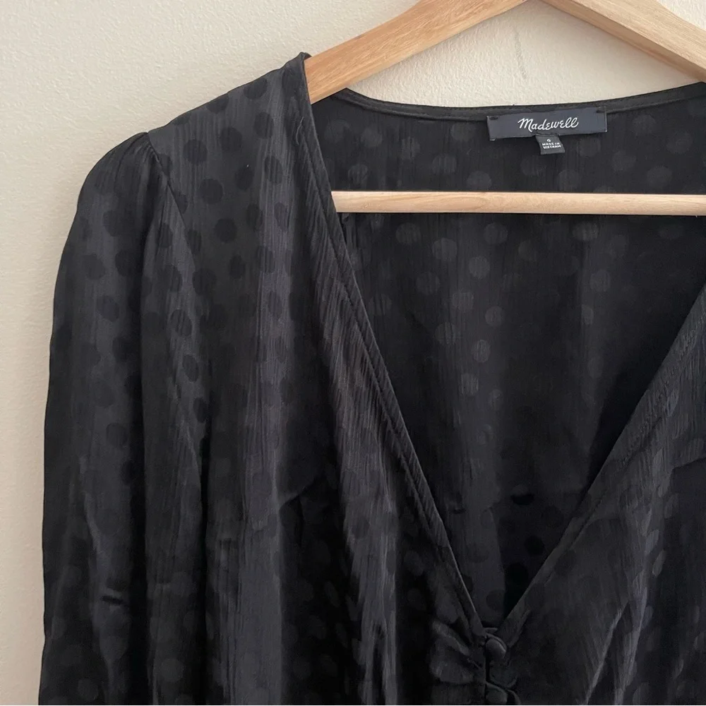 Madewell Smocked Sleeve Daylight Top in Woven Dot - Picture 6 of 11